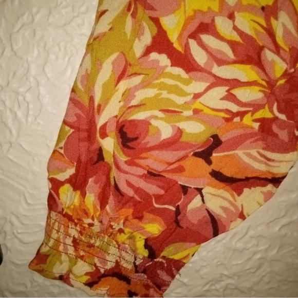 Torrid 1X Rust Floral Long Sleeve Peasant Top Blouse - Picture 4 of 6